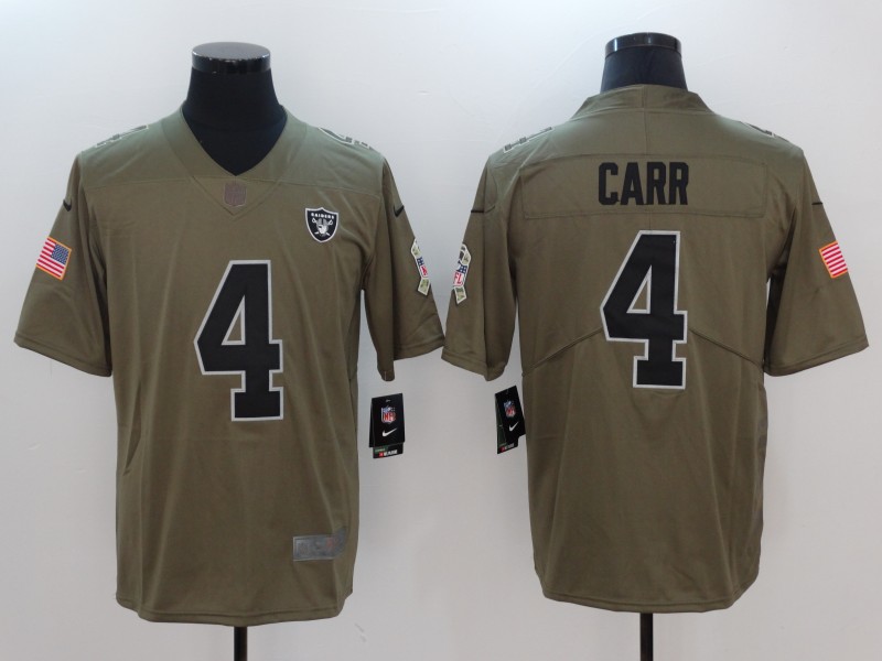 Men Oakland Raiders #4 Carr Nike Olive Salute To Service Limited NFL Jerseys